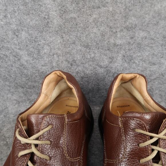 Johnston & Murphy Shoes Mens 9.5 Derby Oxford Leather Sheepskin Split Toe Brown main image 9